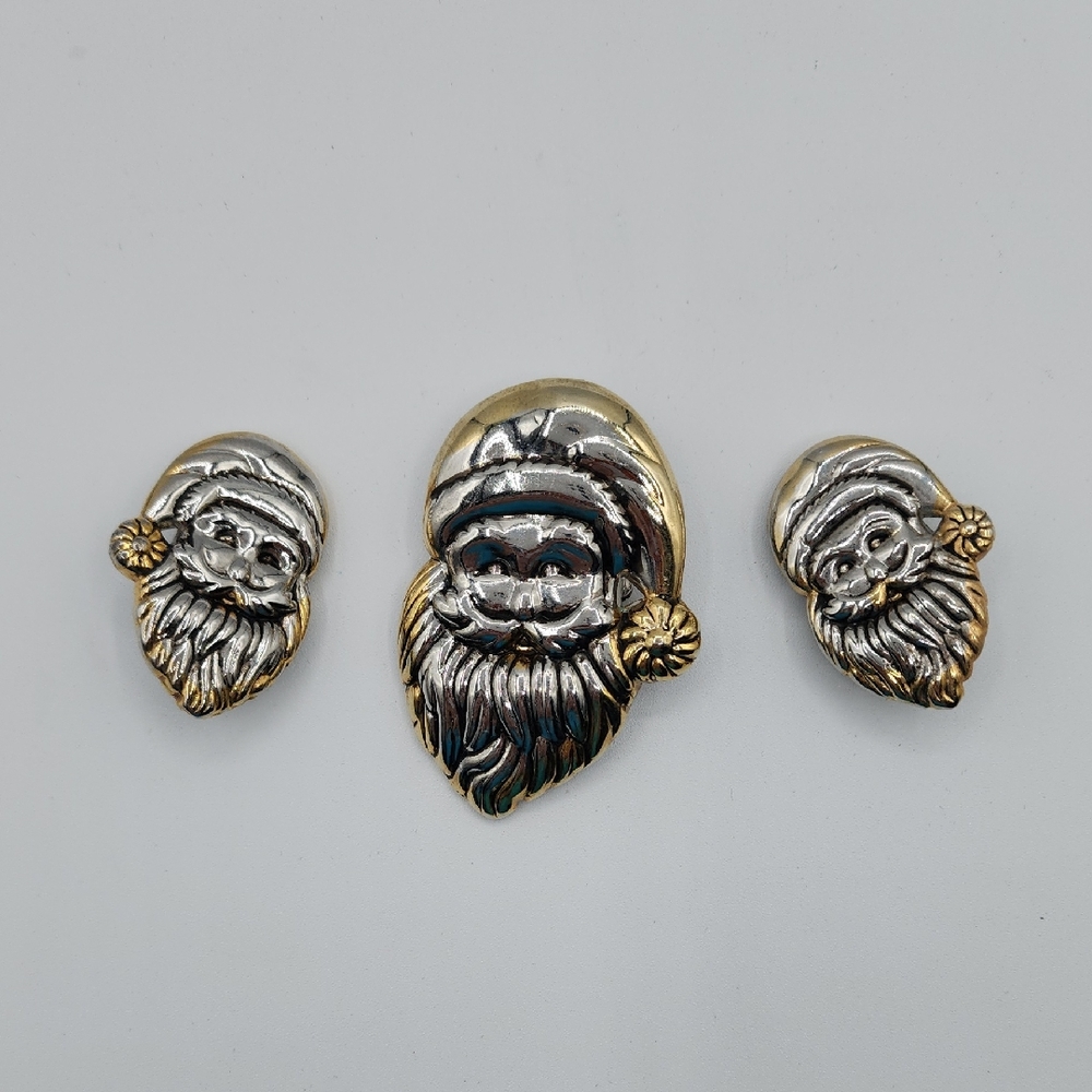 Festive Gold and Silver Santa Earrings